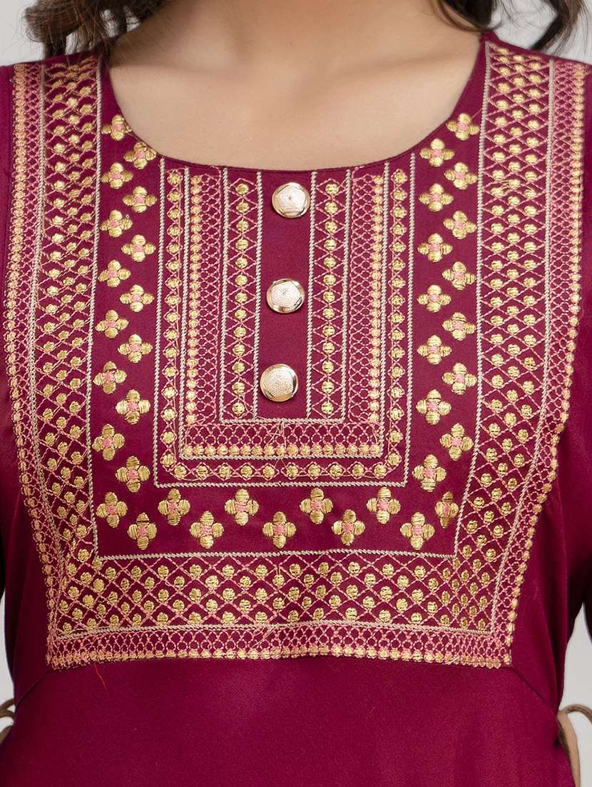 women embroidered round neck tiered ethnic dress - 22079789 - Standard Image - 4