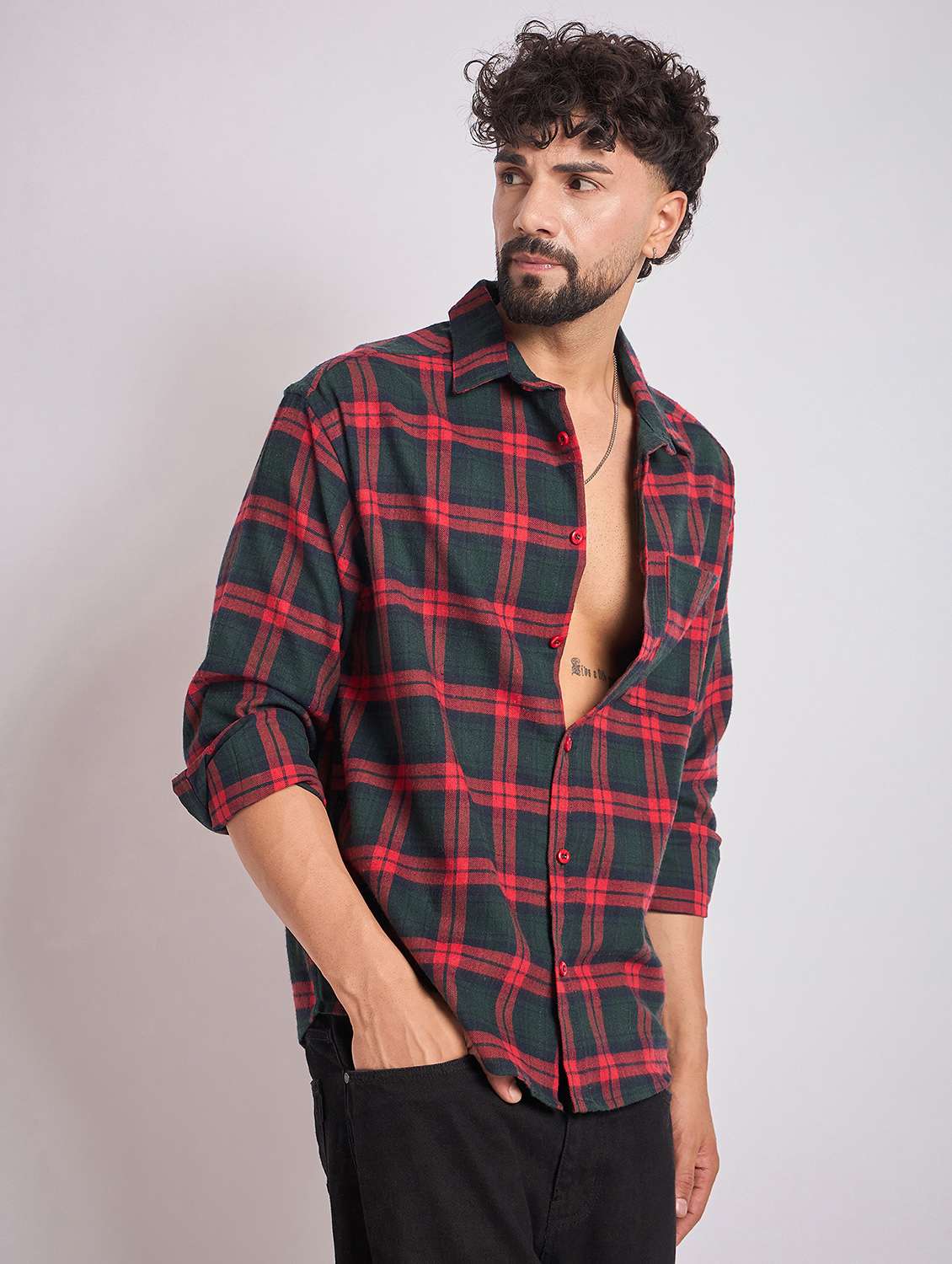 men checkered long sleeve oversized casual shirt - 22079873 -  Standard Image - 1