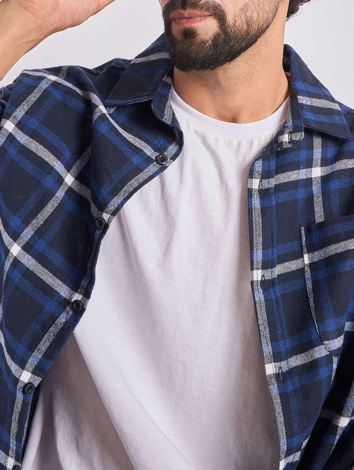 men checkered long sleeve oversized casual shirt - 22079874 - Standard Image - 4
