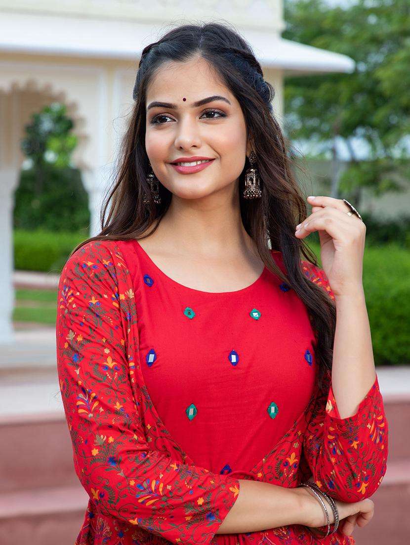 Women Printed Three Quarter Sleeve Ethnic Dress - 22079894 -  Standard Image - 1