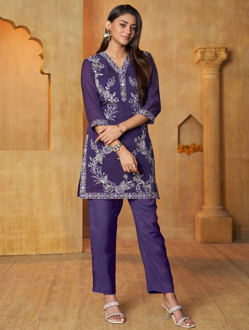women three quarter sleeve ethnic co-ord set - 22079898 -  Standard Image - 1
