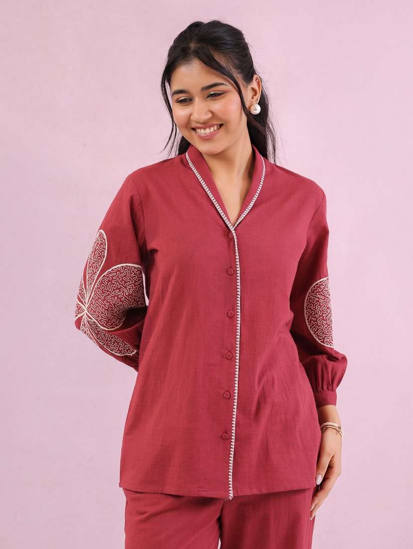 women three quarter sleeve ethnic co-ord set - 22079912 - Standard Image - 1