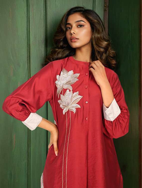 women three quarter sleeve ethnic co-ord set - 22079913 - Standard Image - 1