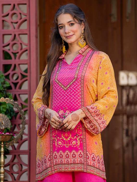 women printed long sleeve ethnic co-ord set - 22079916 -  Standard Image - 1