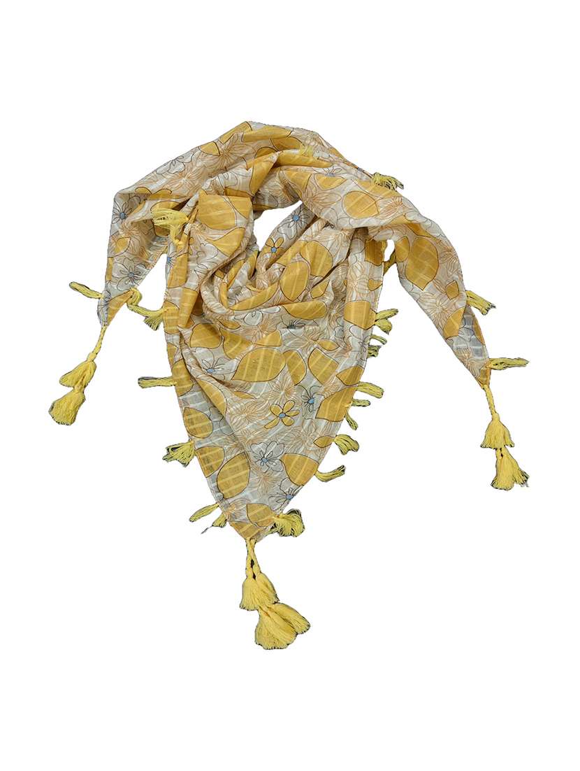 women floral printed scarf with tassels - 22079940 - Standard Image - 1