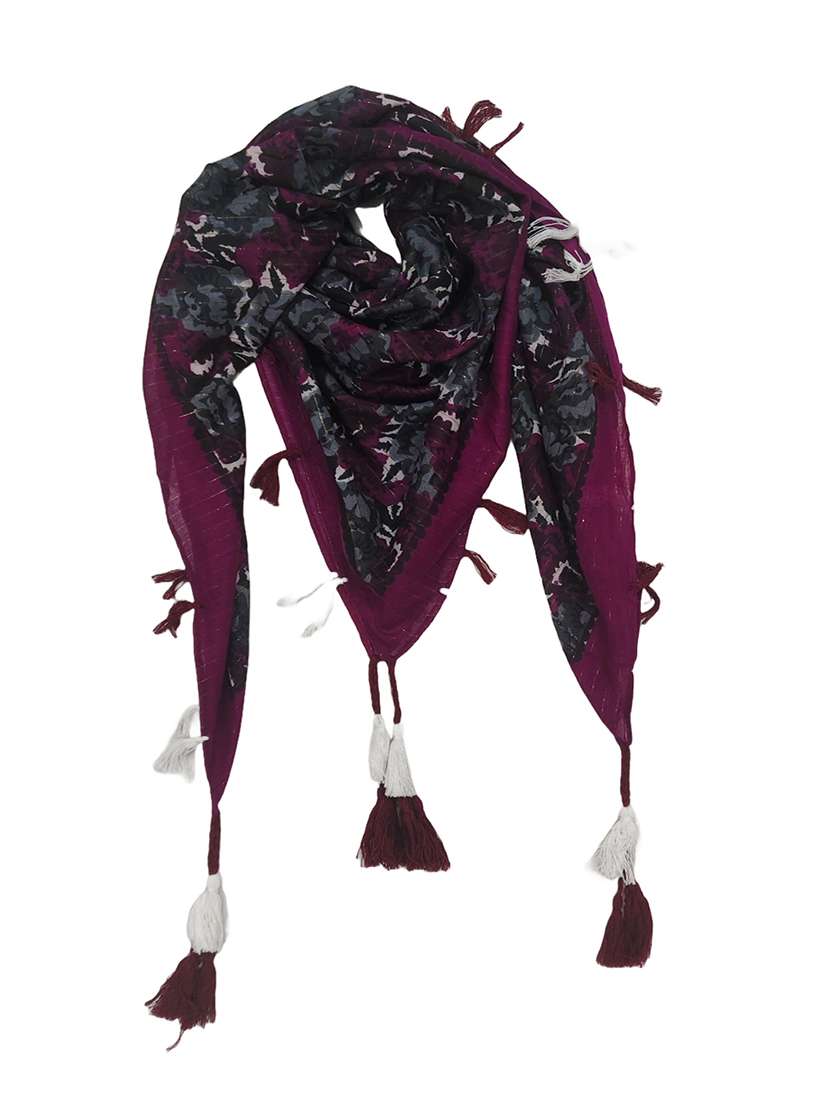 women floral printed scarf with tassels - 22079950 -  Standard Image - 1