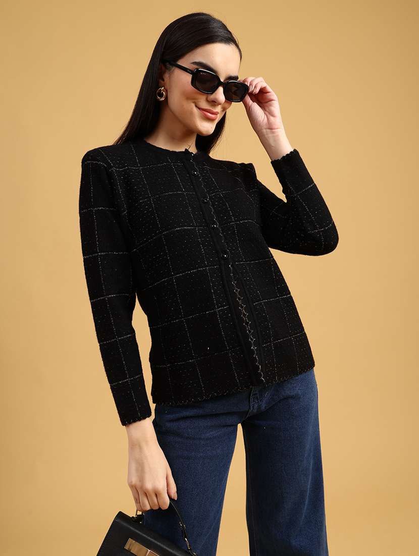 women self designed long sleeve cardigan