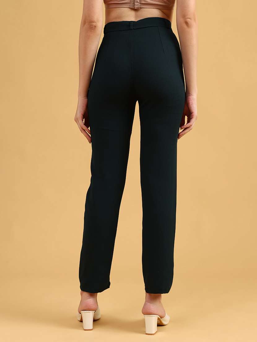 women solid high rise cigarette pants - 22080219 -  Standard Image - 4