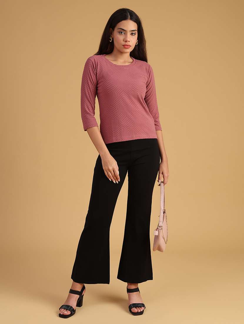 women solid mid rise bootcut trouser - 22080221 -  Standard Image - 4
