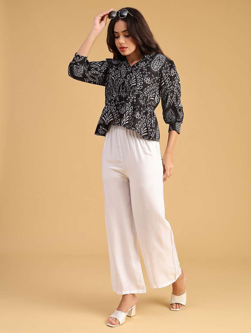 women solid mid rise straight palazzo - 22080238 -  Standard Image - 4