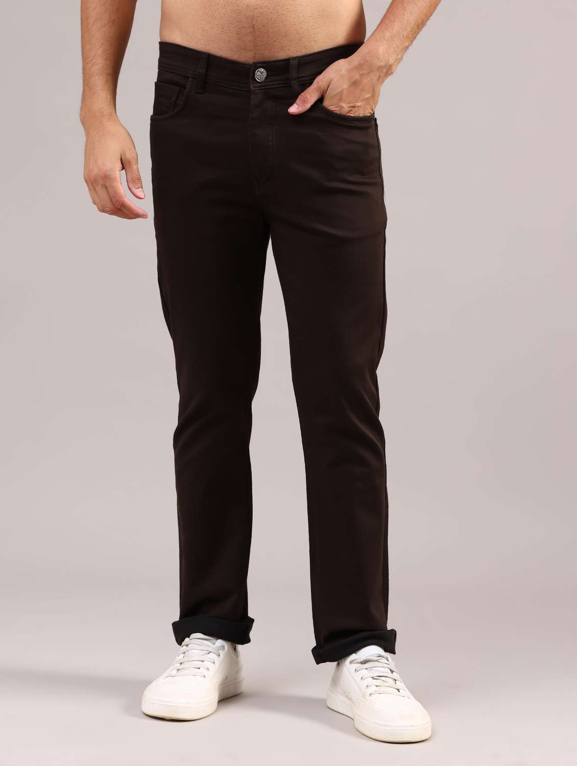 men plain mid rise full length jeans - 22080262 -  Standard Image - 1