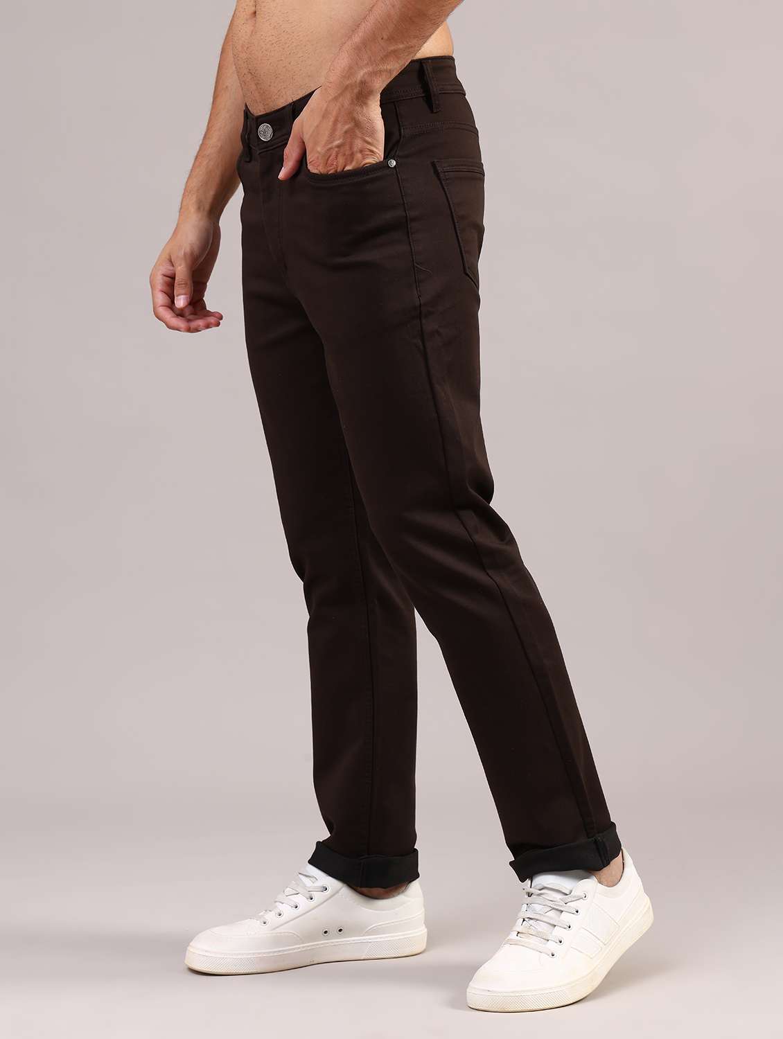 men plain mid rise full length jeans - 22080262 -  Standard Image - 6