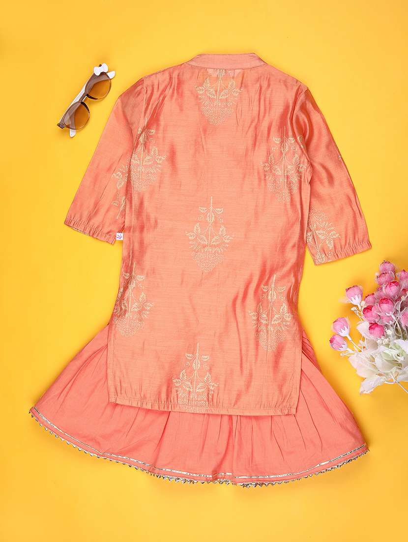 girls printed three quarter sleeve ethnic dress - 22080264 -  Standard Image - 1