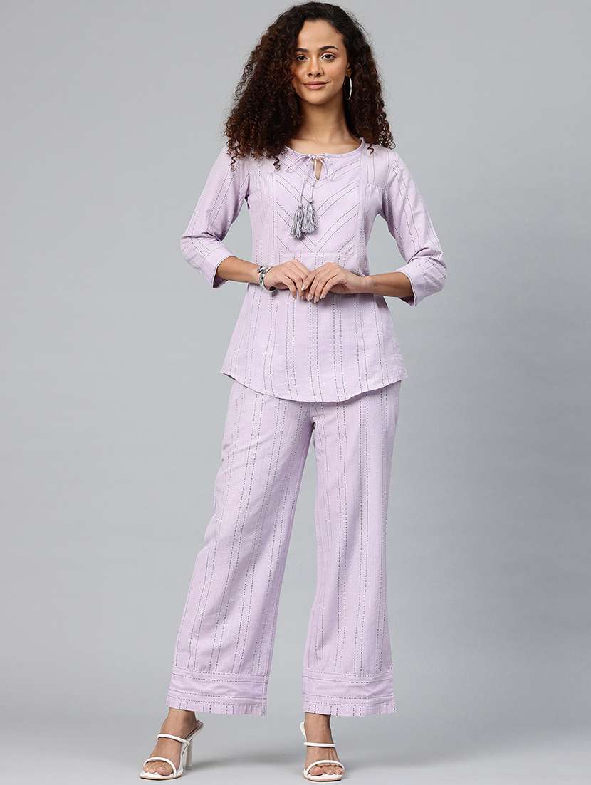 lavender cotton top and trouser set coord - 22080531 -  Standard Image - 1