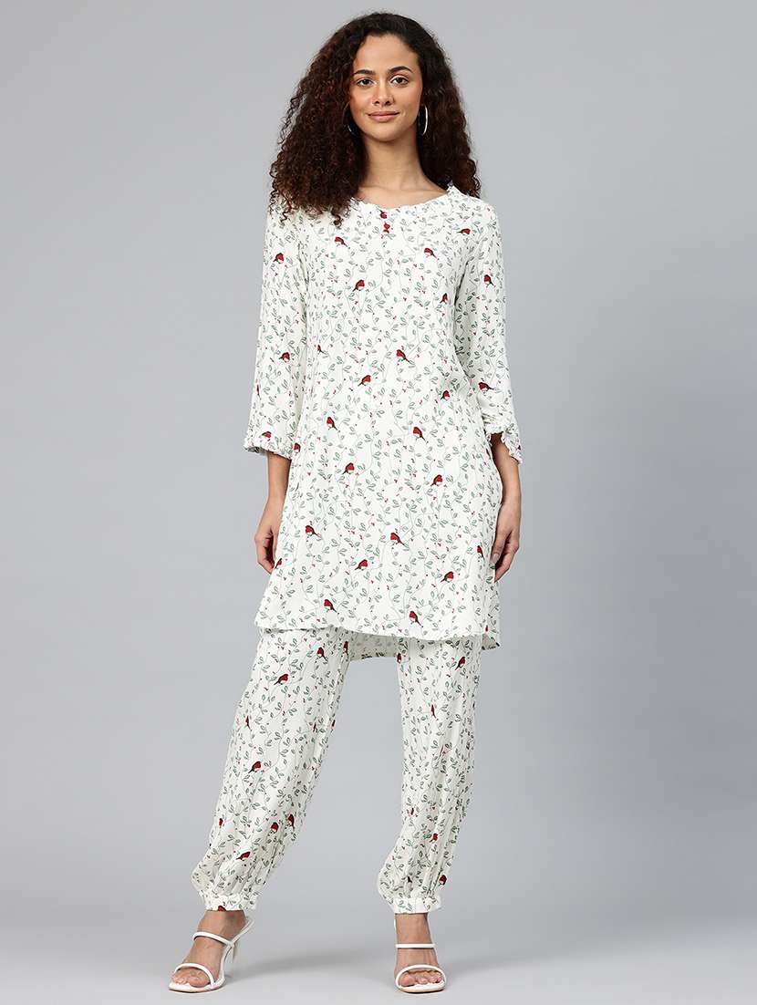 women printed three quarter sleeve co-ord set - 22080532 -  Standard Image - 1