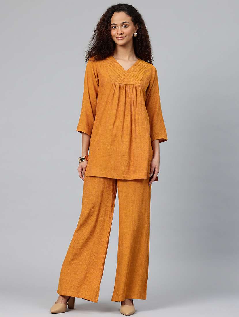 women solid top and palazzo co-ord set - 22080537 -  Standard Image - 1