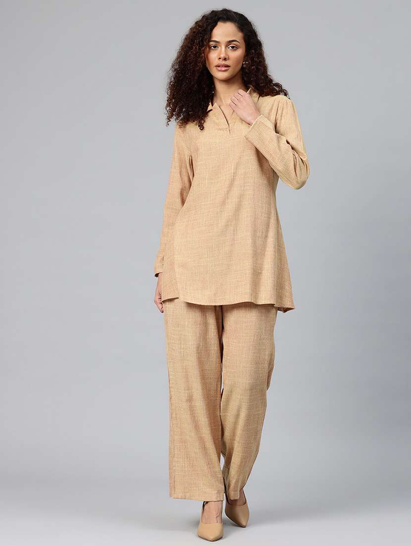 women solid top and palazzo co-ord set - 22080539 -  Standard Image - 1