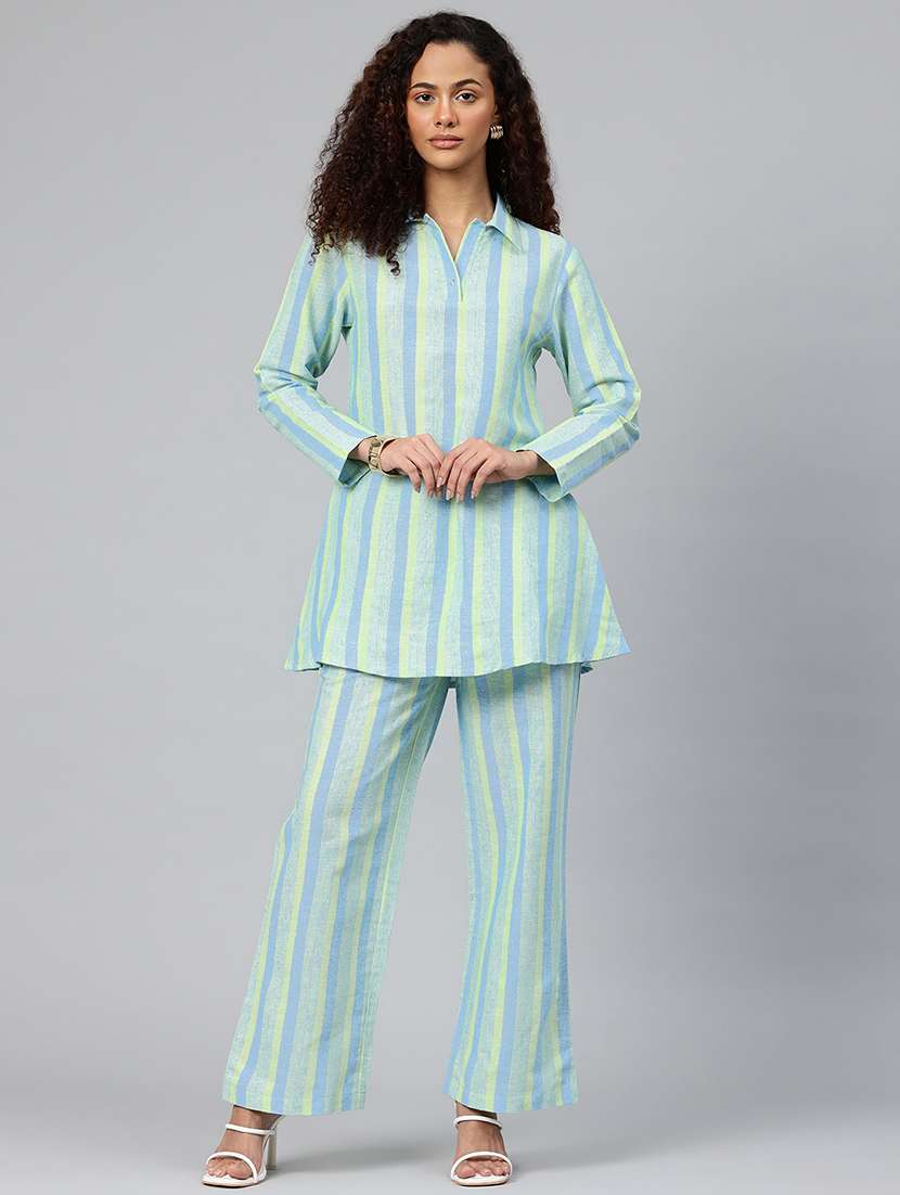 women striped top and trouser co-ord set - 22080540 -  Standard Image - 1