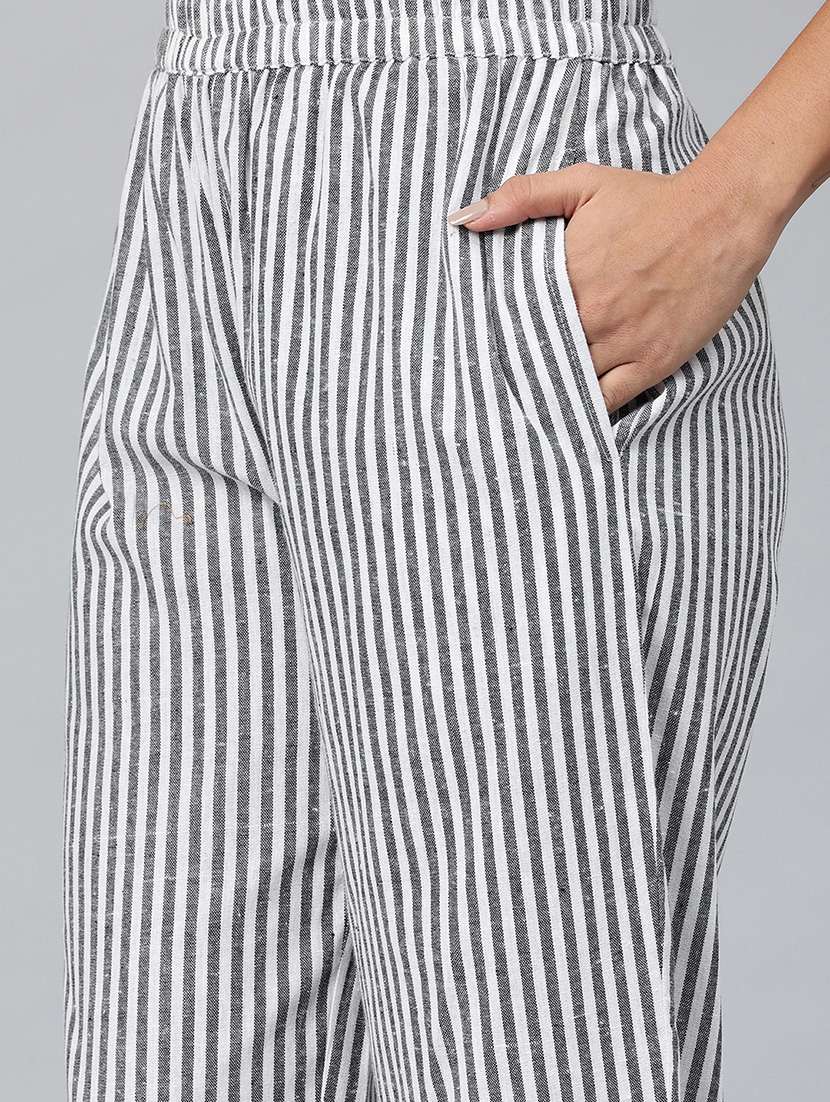 women striped top and trouser co-ord set - 22080541 -  Standard Image - 4
