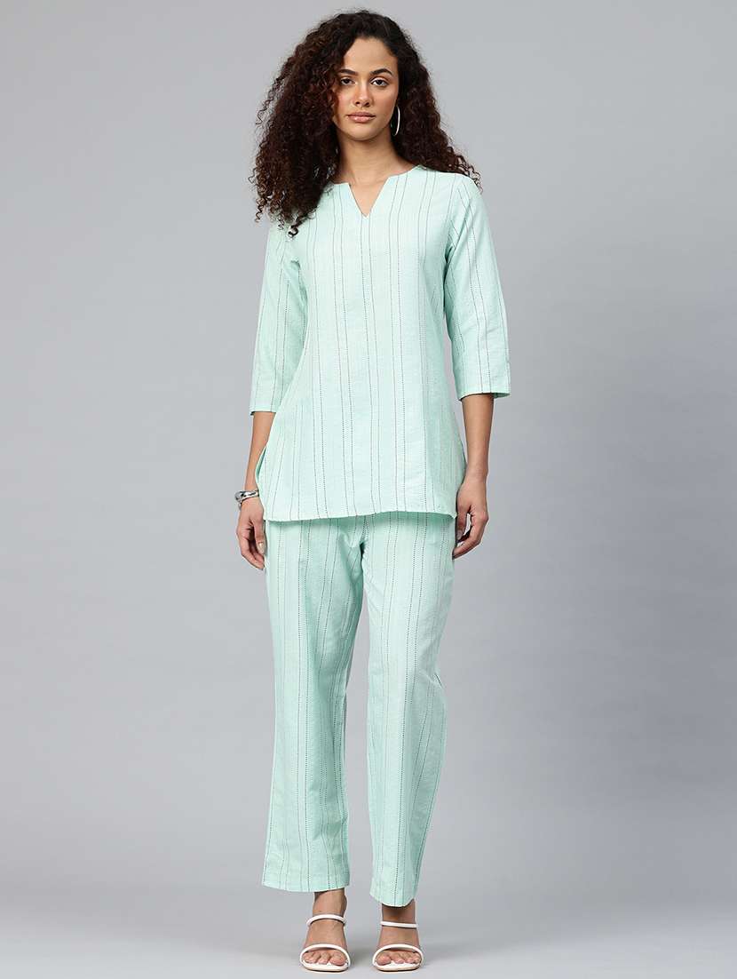women striped top and trousedr co-ord set - 22080544 -  Standard Image - 1
