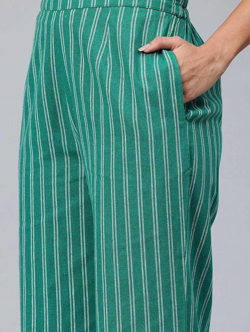 women striped three quarter sleeve co-ord set - 22080547 - Standard Image - 4