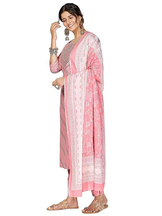 women three quarter sleeve kurta pant with dupatta set - 22080562 - Standard Image - 1