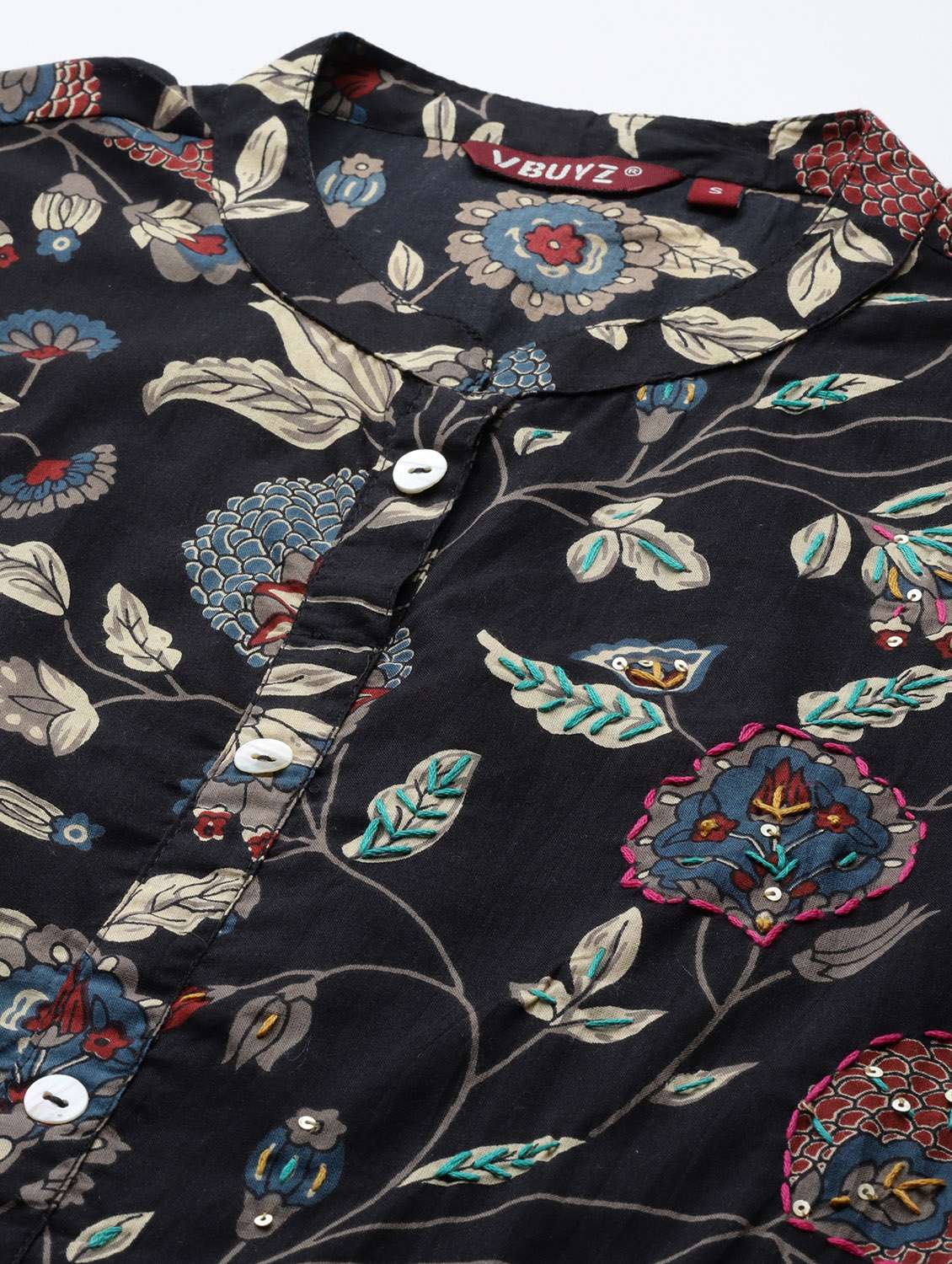 women floral printed short sleeve a-line kurta - 22080566 - Standard Image - 4