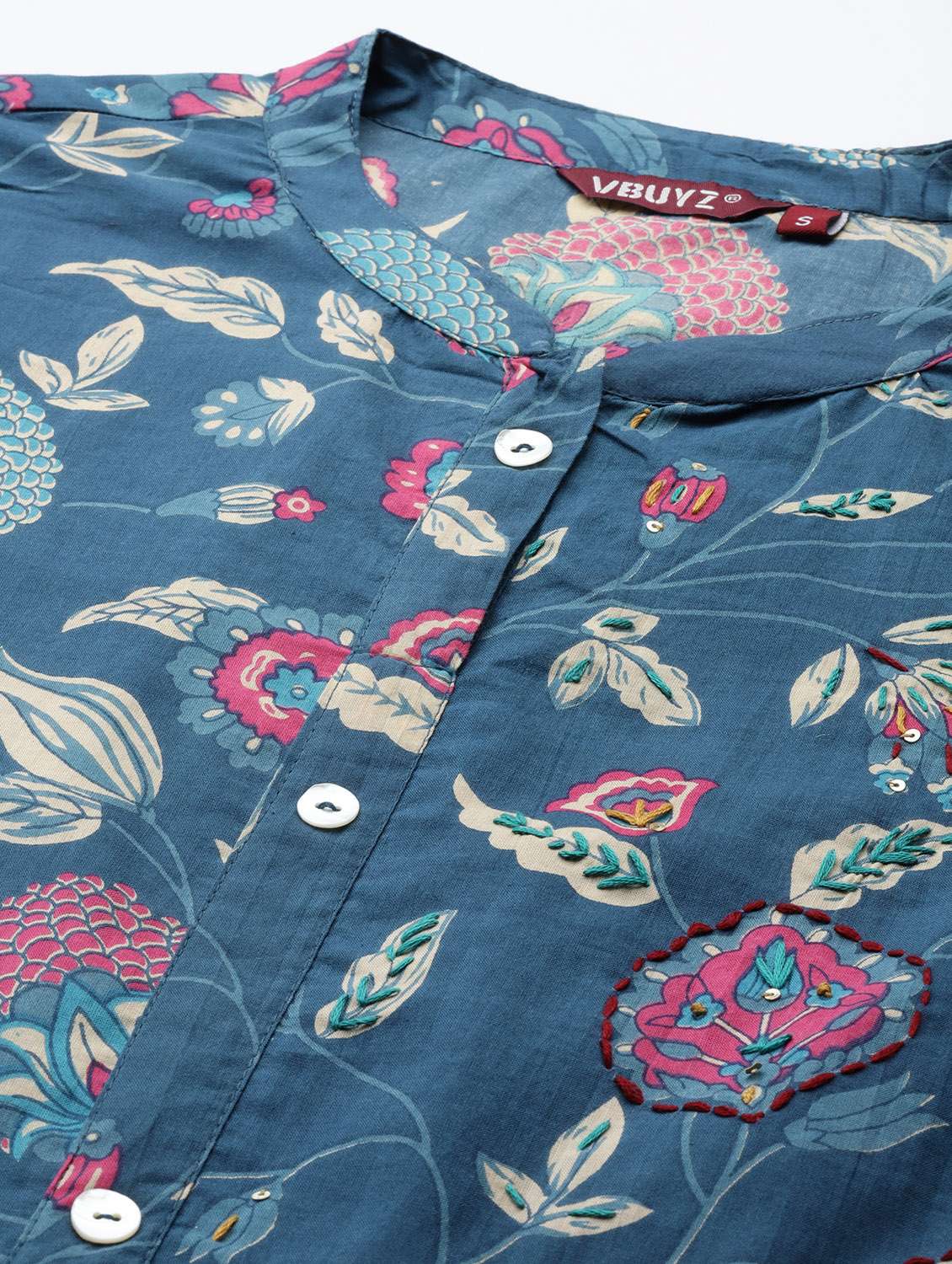 women floral printed short sleeve a-line kurta - 22080567 - Standard Image - 4