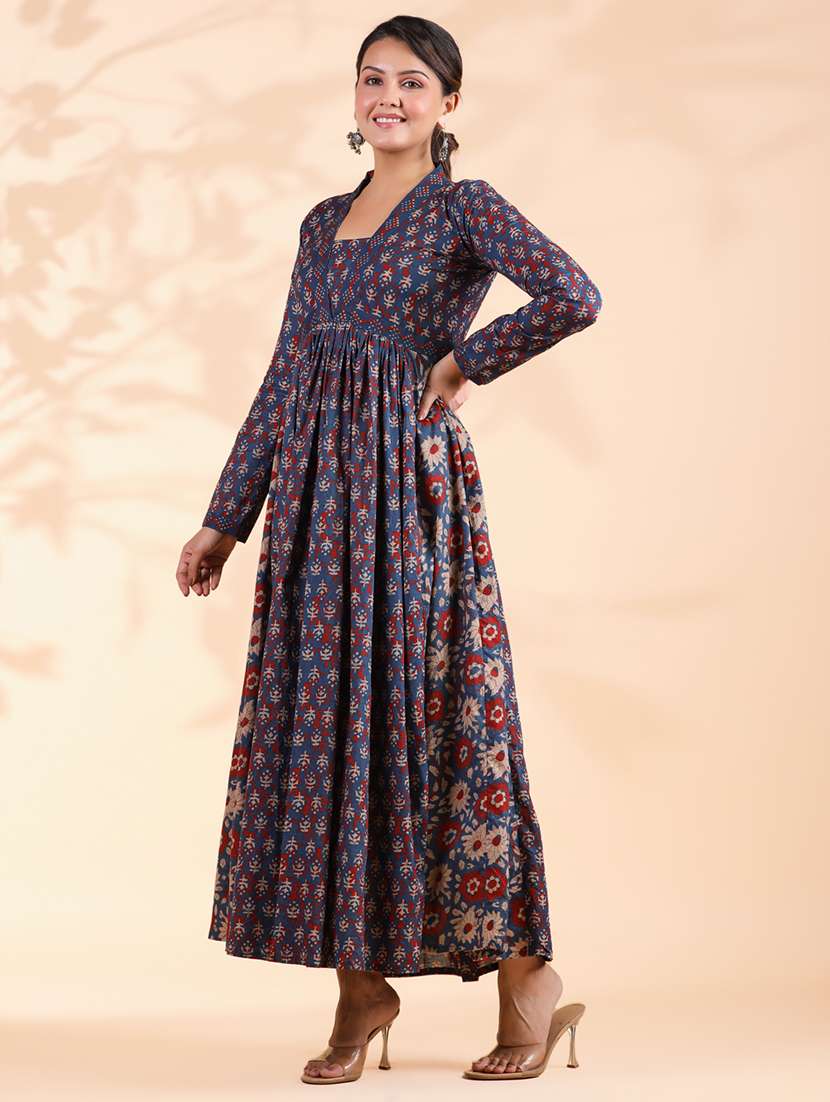 women printed long sleeve flared kurta - 22080572 - Standard Image - 1