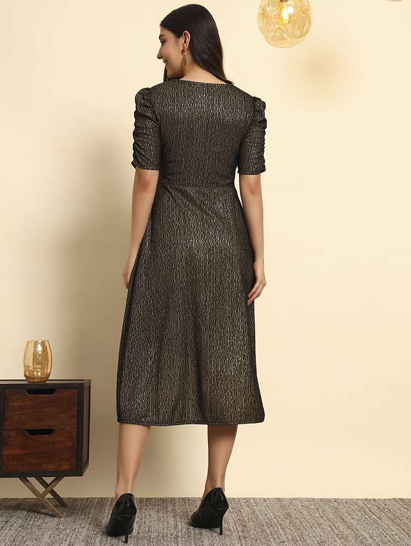 women self designed puff sleeve high low dress - 22080582 - Standard Image - 4
