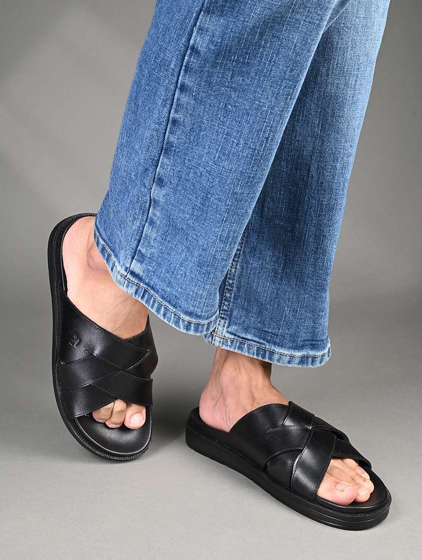 men black slip on sandal - 22080624 -  Standard Image - 1