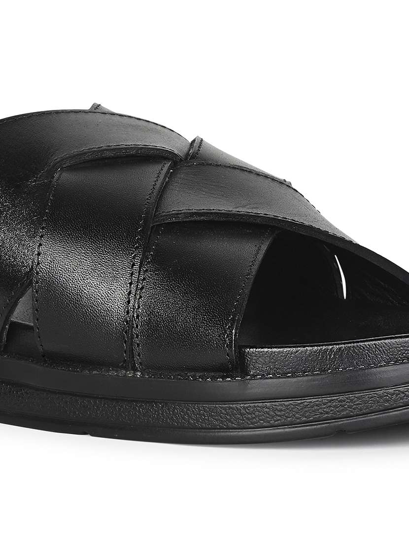 men black slip on sandal - 22080624 -  Standard Image - 4