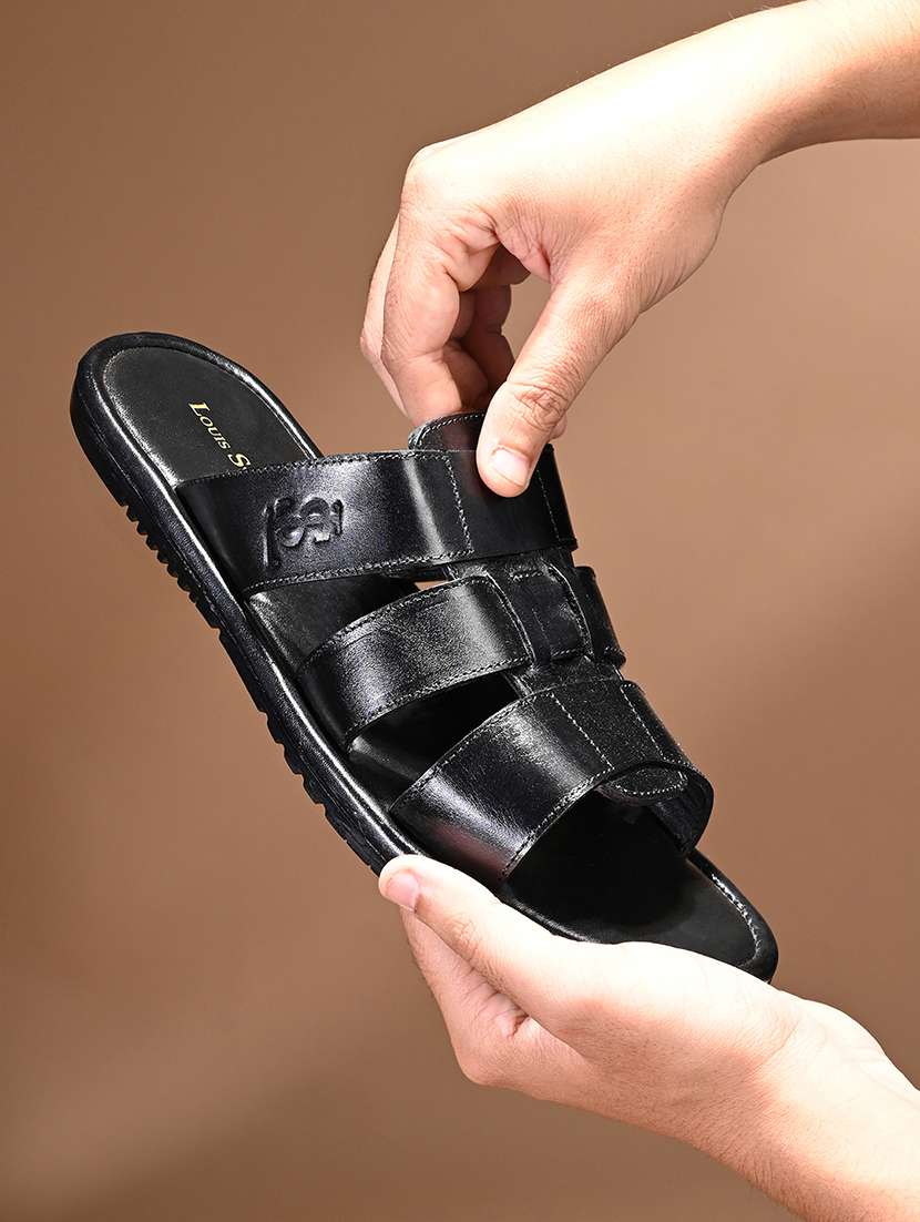 men black slip on sandal - 22080627 -  Standard Image - 1