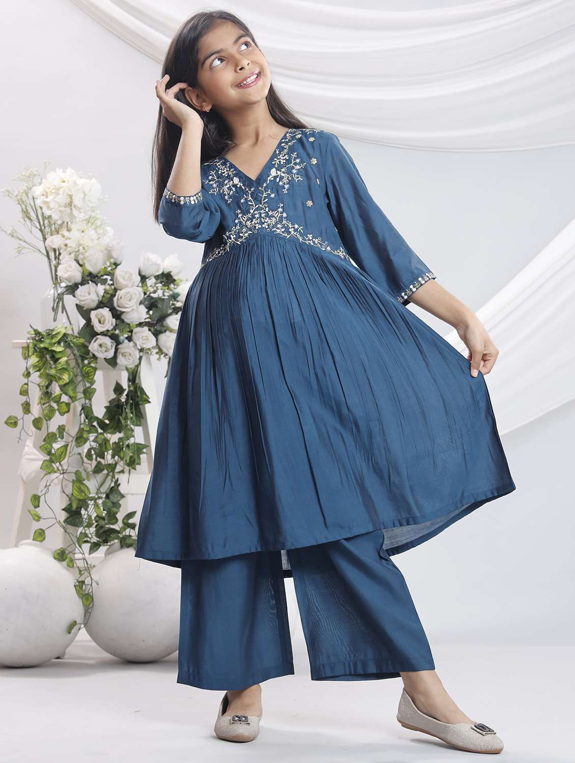 blue silk blend suit set - 22080640 -  Standard Image - 1