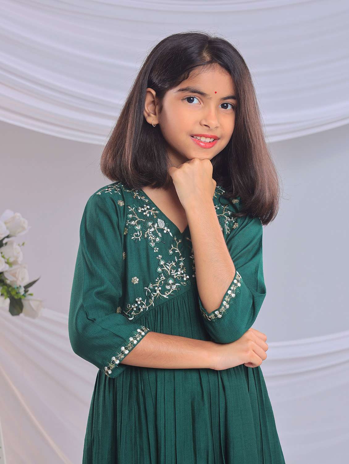 girls embroidered kurta and palazzo with dupatta - 22080641 - Standard Image - 4