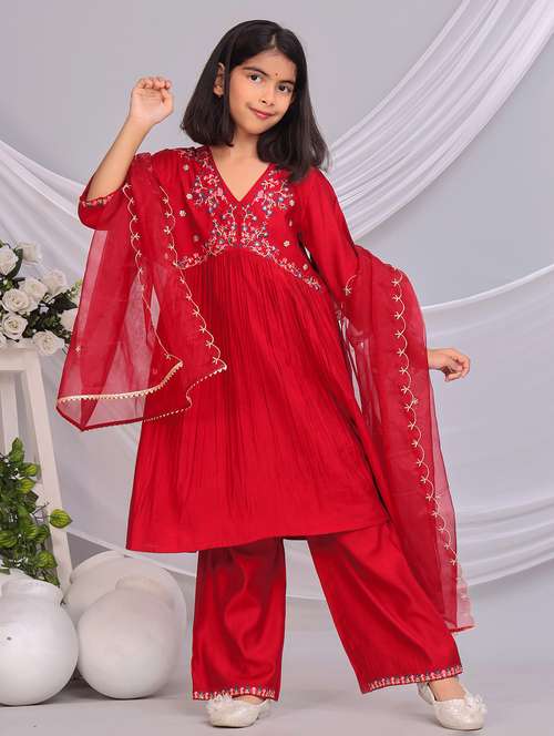 red silk blend suit set - 22080646 -  Standard Image - 0