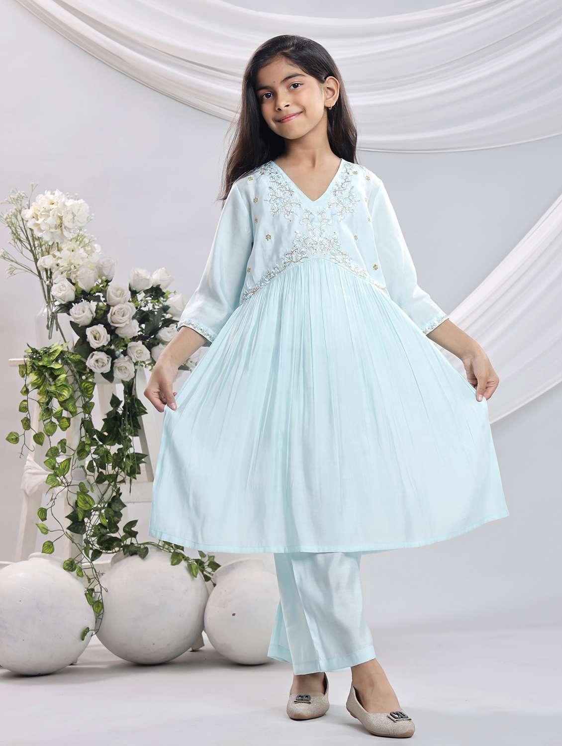 light blue silk blend suit set - 22080648 -  Standard Image - 1