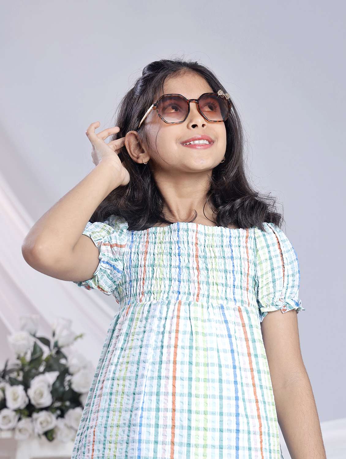 women checkered off shoulder tiered dress - 22080652 -  Standard Image - 4