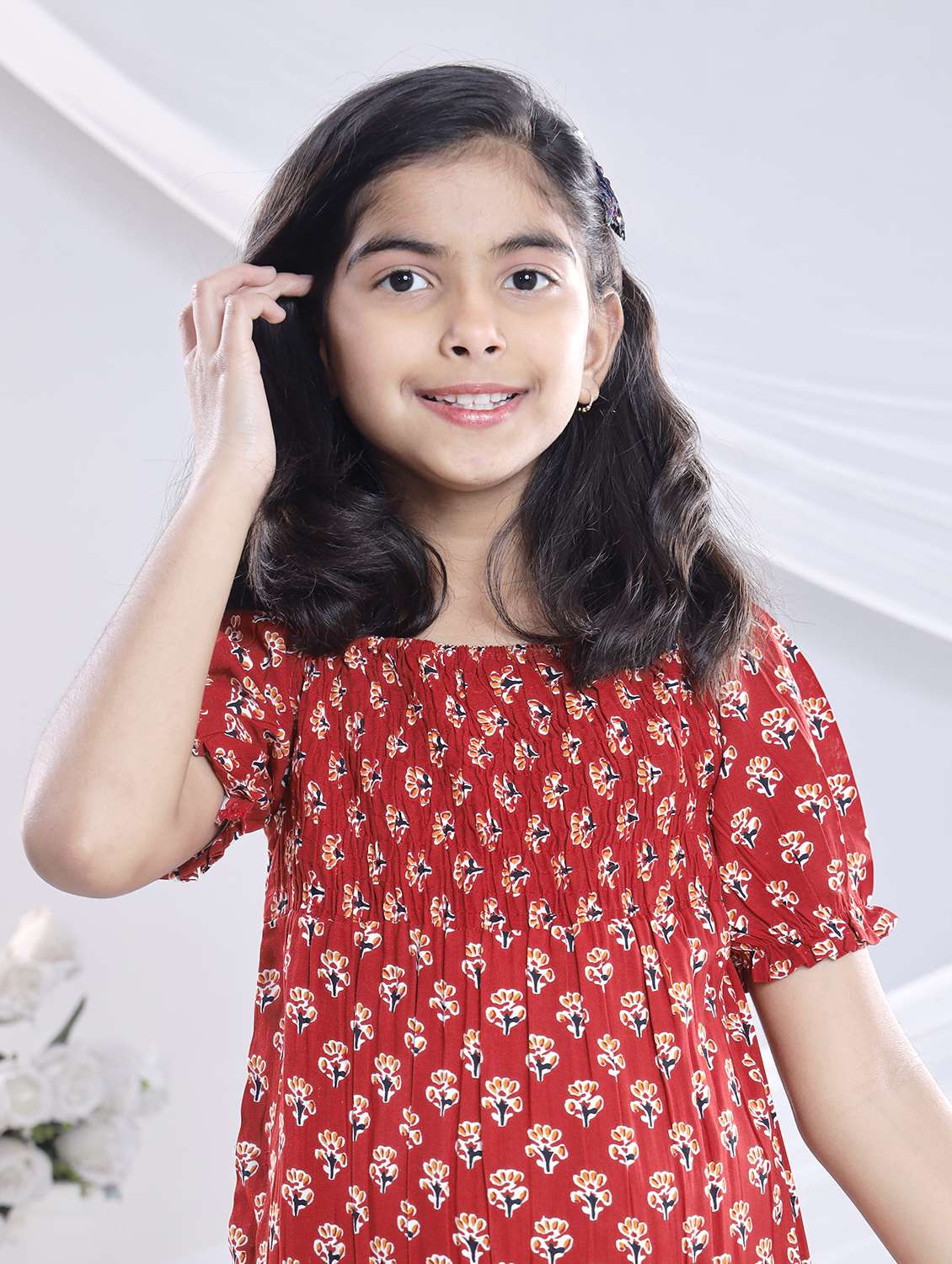girls polka doted off shoulder tiered dress - 22080660 - Standard Image - 1