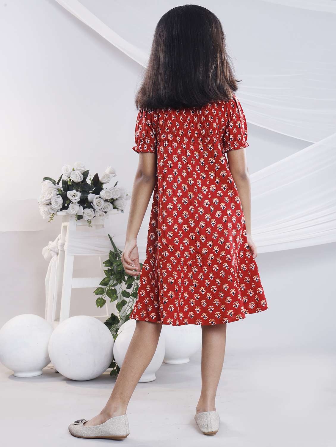 girls polka doted off shoulder tiered dress - 22080660 - Standard Image - 4