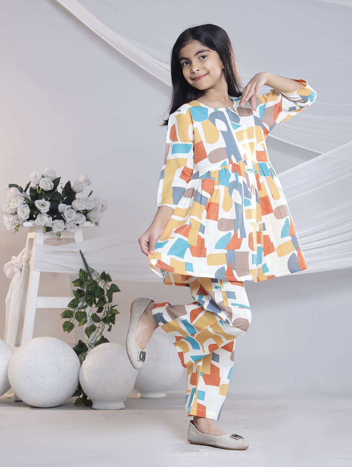 cream cotton suit set - 22080670 - Standard Image - 1
