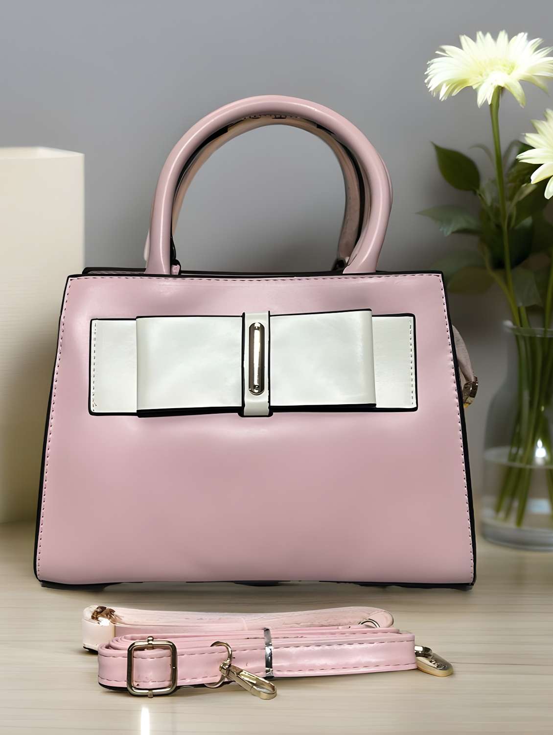 pink bow detail shoulder handbag - 22080787 - Zoom Image - 0