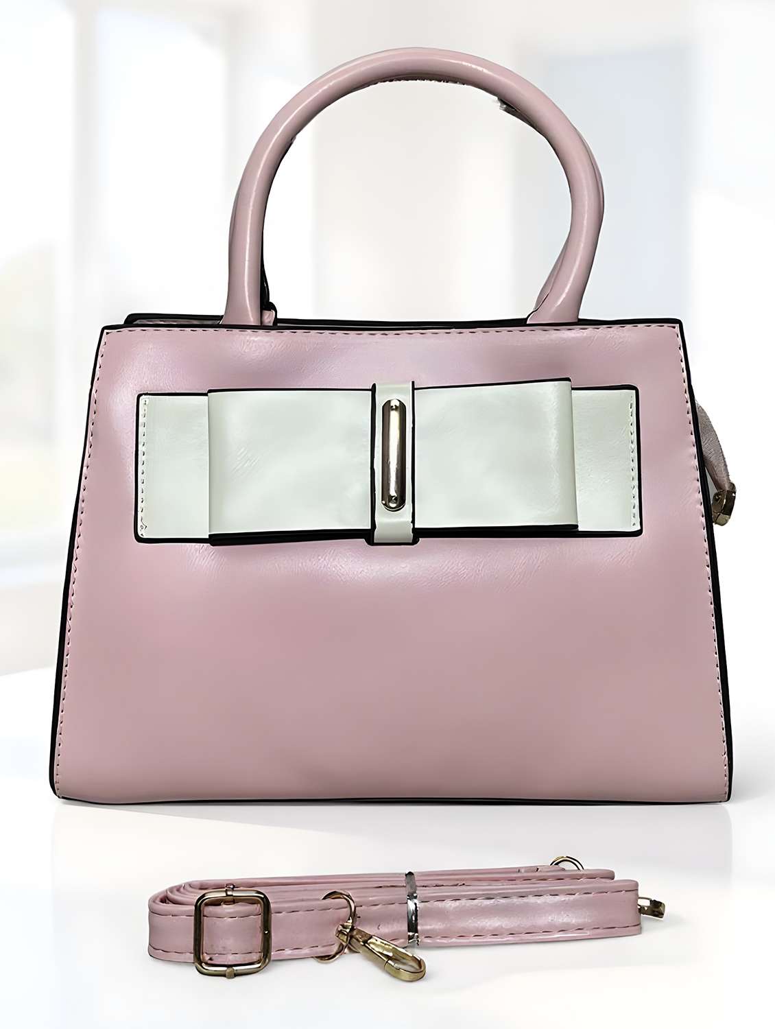 pink bow detail shoulder handbag - 22080787 - Standard Image - 1
