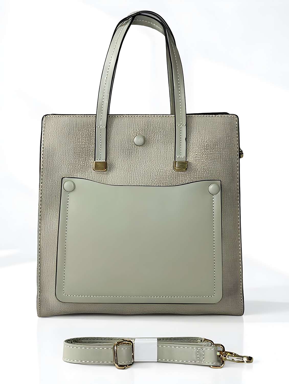 green textured handbag with detachable strap - 22080789 -  Standard Image - 1