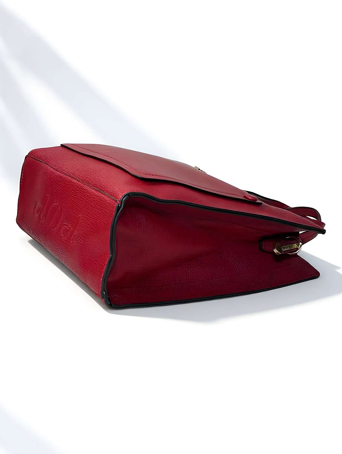 maroon textured handbag with detachable strap - 22080790 - Standard Image - 4