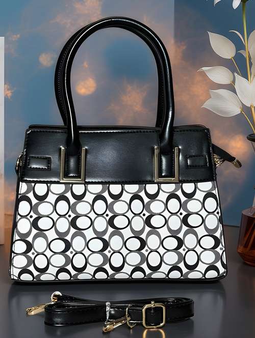 geometric print black and white handbag - 22080791 -  Standard Image - 0
