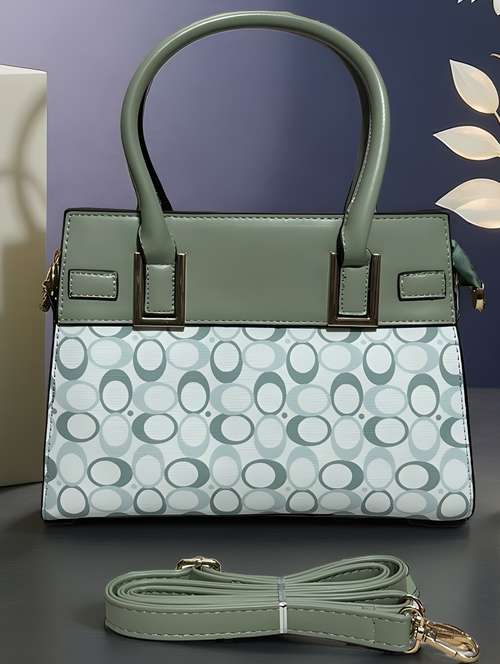 green geometric print handbag with handle - 22080792 -  Standard Image - 0