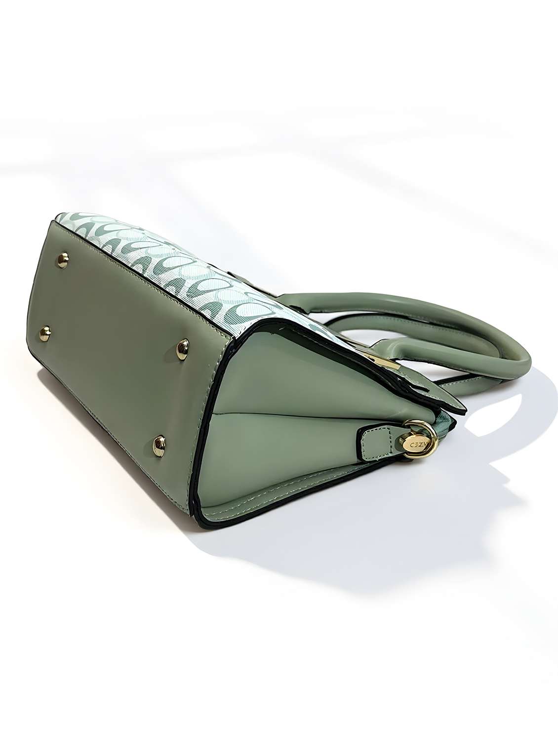 green geometric print handbag with handle - 22080792 - Standard Image - 4