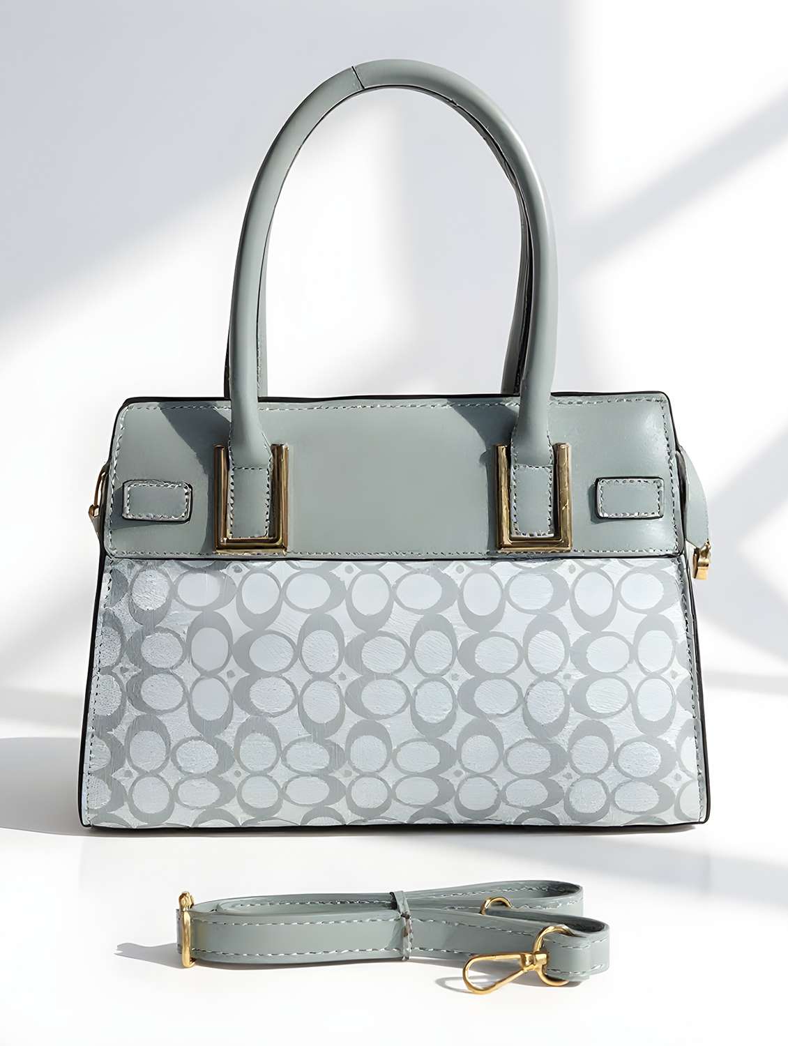 grey geometric print handbag with handle - 22080793 -  Standard Image - 1