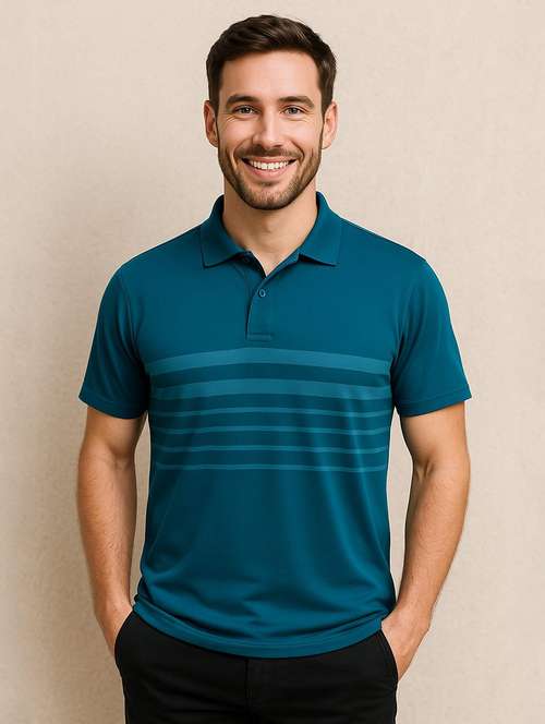 men striped short sleeve regular fit polo t-shirt - 22080914 - Standard Image - 0